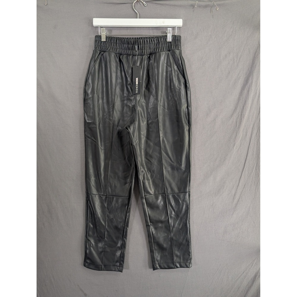 Fashion Nova Stella Faux Leather Straight Leg Pants Black XL PUP86